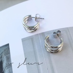 シルバー ミニ 三連フープ ピアス/イヤリング