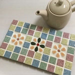 タイルプレート(鍋敷)(大判横):~パステル・リーフ~