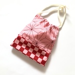 再販2★マチ付き巾着ポーチ 禰豆子 鬼滅の刃風 小物入れ コップ袋 給食袋 お菓子袋