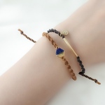 ラピスラズリチャームとデザインパイプのダブルマクラメブレスレット