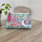 【アリスズ ガーデンS】透明ビニールクリア生地とリバティ タナローンを合わせたポーチ*リボンがキュート♪