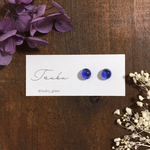 【ブルーベリーキャンディー】小粒ガラスの耳飾り ※ノンホールピアス・ピアス変更可※