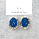 ♢silveroval blueピアス/イヤリング♢ シルバー/レジン/ブルー/大ぶり