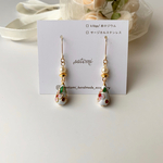 七宝焼 しずく * ホワイト ピアス/イヤリング