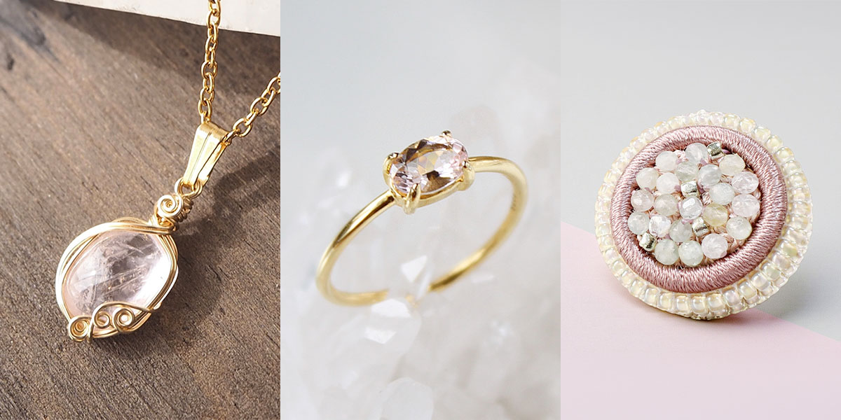 桜色にきらめく「モルガナイト」のアクセサリー | minneとものづくりと