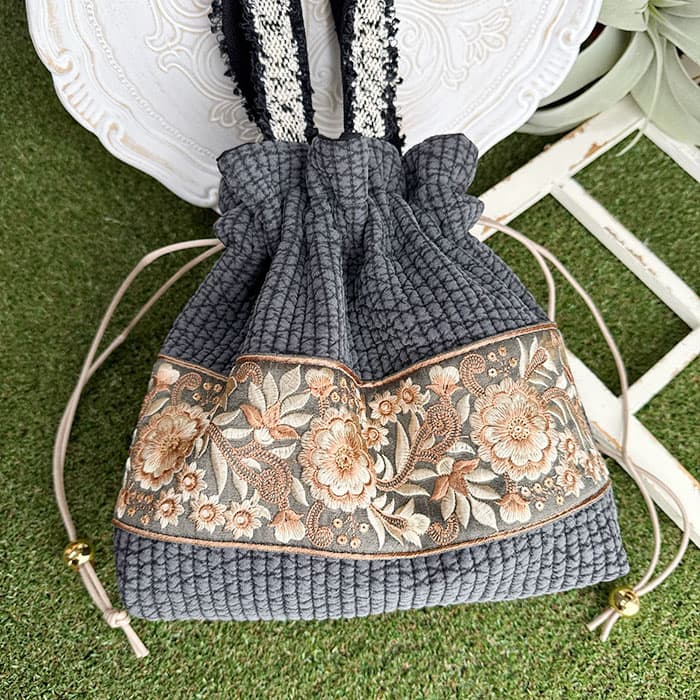 chanyuさんの「インド刺繍リボン 巾着バッグ」