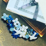 紫陽花と白い鳥 お花のバレッタ