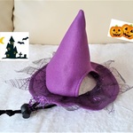 ハロウィン帽子とマント・紫　 小型犬猫用 送料無料　pｂ28-1
