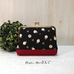 うさドットの親子がま口財布/黒