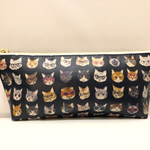 猫いっぱいラミネートペンケース  ネイビー