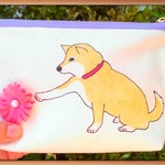 帆布11号🍁ポーチ『お花と柴犬』
