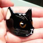 七宝焼・ドヤ顔の黒猫