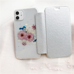  5色から選択 手帳型 押し花スマホケース iPhone12・12 Pro・SE2・11 iPhoneケース【パープル系】