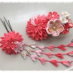 ※wakakero様ご注文品※　つまみ細工 華かんざし　《桃大輪菊》
