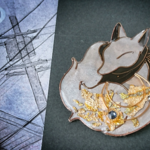 影と月のお狐様ブローチ（Brooch of fox 〜Shadow moon〜 ）