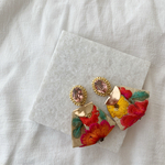 スワロフスキーとインド刺繍リボンのピアス＊イヤリング