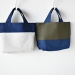 カーキ×ネイビーのリバーシブルミニトートバッグ※※