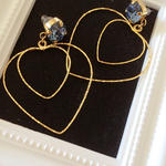 ひと粒ビジュー×ハートフープピアス