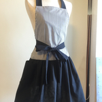 かわいいエプロン 白黒ストライプ
