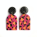 vivid leopard matte dangle ビビッドピンクレオパードピアス/イヤリング(アレルギー対応)