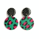 vivid leopard circle dangle グリーンレオパードピアス/イヤリング(アレルギー対応)