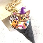 フェイクスイーツ*ハロウィン・チワワちゃん真っ黒クレープ・チャーム*スイーツデコ