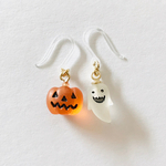 樹脂フックピアス【おばけとかぼちゃの樹脂フックピアス】ハロウィンアクセサリー