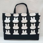 リバーシブル うさぎ 水玉 レッスンバッグ レッスンバック トートバッグ 手提げかばん お稽古バック 習い事バッグ シンプル モノトーン ドット (G1)