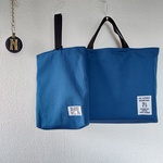 #再販☆セルリアンブルー×黒　レッスンバッグ　上履き入れ