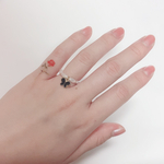 韓国 ビーズリング 蝶チャーム 비즈반지 