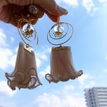 #77   値下げ📢    プリーツリボンピアス　イヤリング　🎀