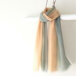 新作*手染めシルク･ウールストール beige × blue gray