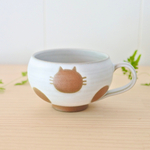 スープカップ（白）ねこ水玉【在庫有】