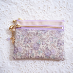 LIBERTY　Felicite　フェリシテ　J20F　ラベンダー系　縮小柄　wファスナー・クリアポケット付きminiポーチ　◆suicaケース・パスケースにも♪