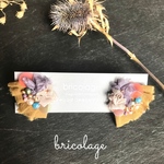 裂き布　シフォン　ビーズ刺繍　イヤリング