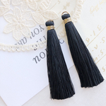 8pcs[カン付・ゴールド紐・ブラック]全長65mm ロングタッセル s062
