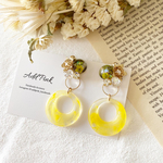 🍋🍈レモン　イエロー　Flower Bubble (gold) ピアス/イヤリング
