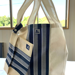 エコバッグ　L  センターストライプ　ブルー