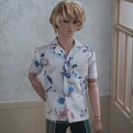 オープンカラーシャツ（白地青系花柄）【ドール服 FRHomme ケン 12インチ】