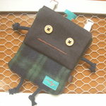 移動ポケット＊ロボットくん/秋冬型フリースBWチェック＊はんかちポーチ