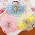 キラキラ王冠パーツ付き♡プリンセス風オーガンジーチュールリボンキッズゴム♡1個  ♡ヘアアクセサリー ヘアゴム