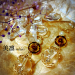 チェコガラスと水晶のピアス、イヤリング