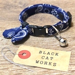 ✳︎猫の首輪✳︎ バンダナ柄・あお