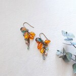 琥珀のピアス（イヤリング）　アンティークフォレスト