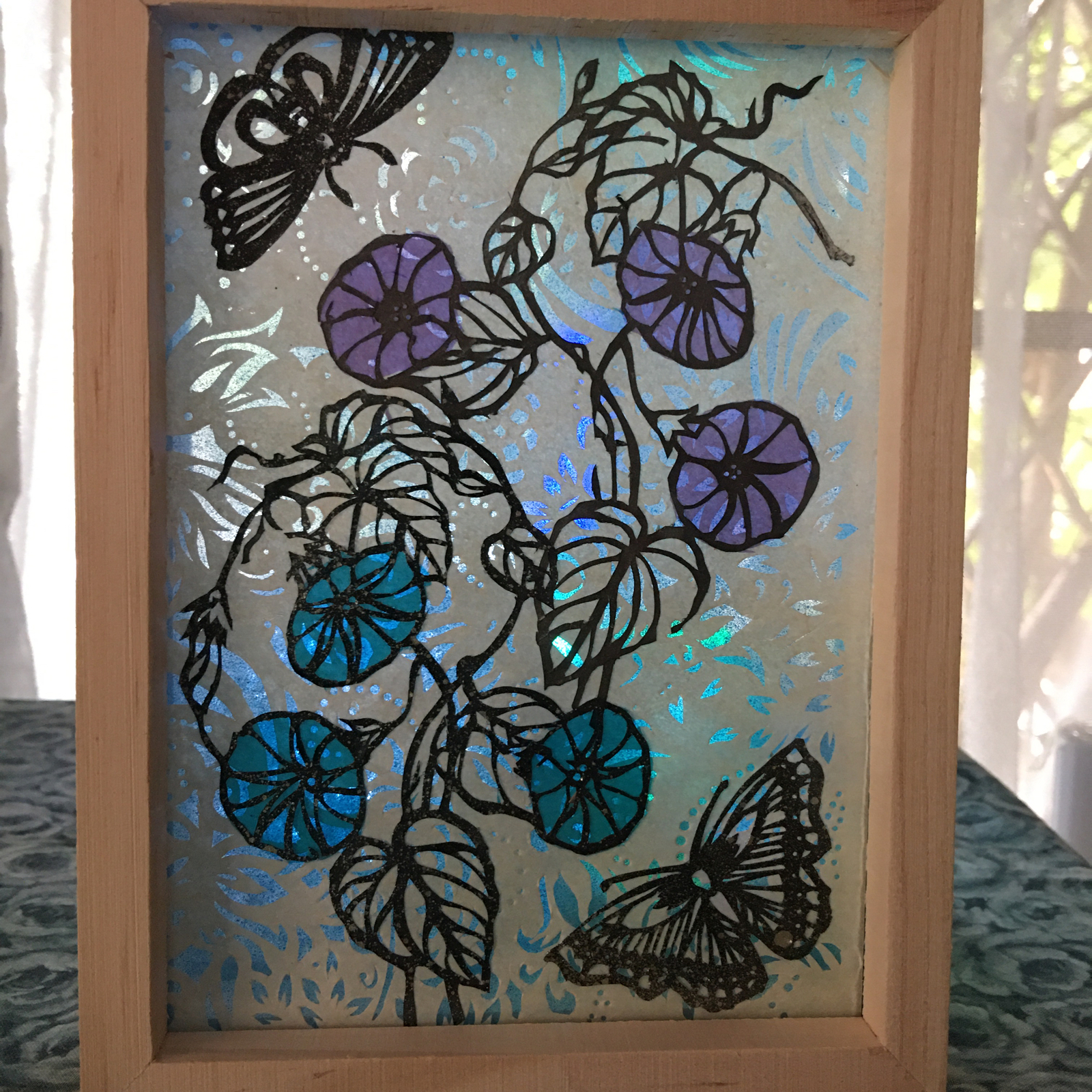切り絵アート 青と紫の朝顔 - SCHNITT'S GALLERY | minne byGMO