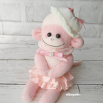 サテンスカート🎀のソックモンキー（ピンク）
