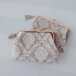 Damask.くすみグレーのがま口財布