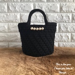 Tシャツヤーンのニットバッグ〈コットンパール〉ズパゲッティバッグ