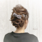ベロア  リボン  【チャコールグレー】ヘアクリップ