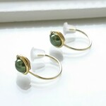 〈痛くない〉上品モスグリーンパールビーズイヤリング・イヤークリップ(両耳用)(手で調節可能)  管理No.1568